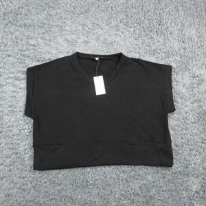 Corinne Shirt Womens S Black Cropped V-Neck Cap Sleeve Modal Cotton NWT